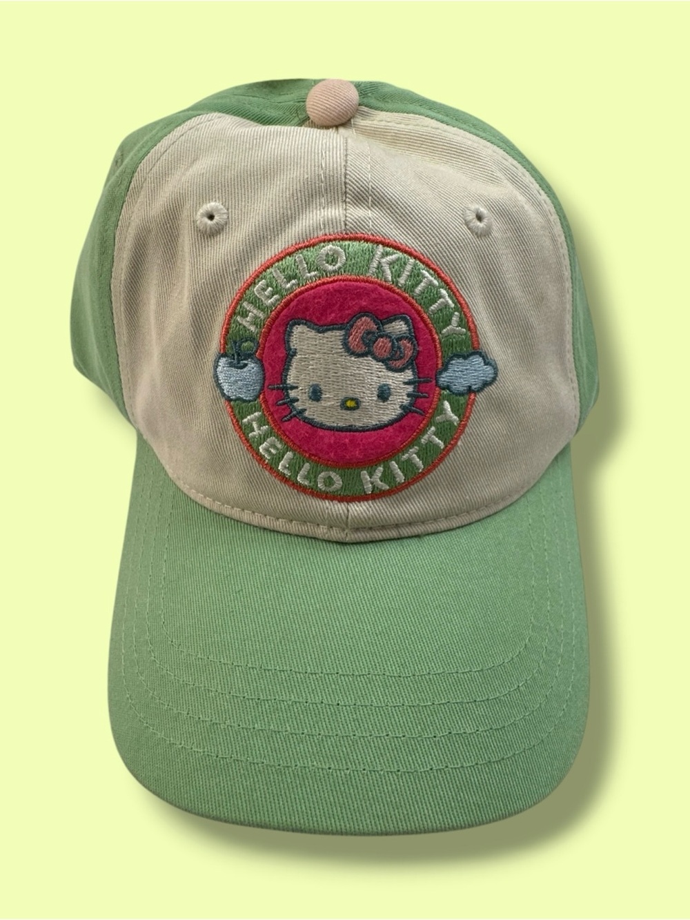 Hello Kitty Baseball Hat Cap Youth Girls Mint Beige Birthday Gift One Size